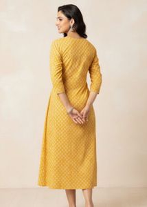 Elegant Yellow Printed Kurta