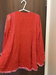 Peplum Red Embroidery Wark Mast Dress