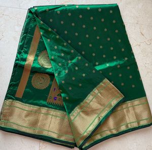 Unused Bottle Green Paithani