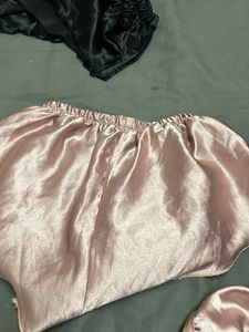 Pink Satin Short Set