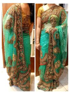 🔥☘️Women Embroidered Partywear Saree☘️🔥