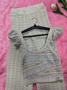 Knitted Crop Top &amp; Pants Set