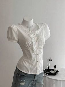 🦢y2k fitted sheer ruffle sequin top 🦢