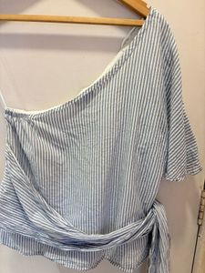 Striped One-Shoulder Tie Top