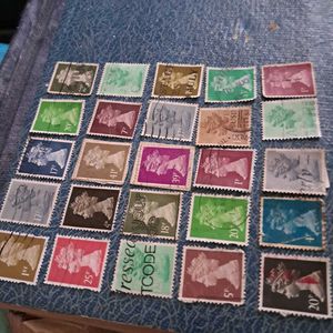 25 Great Britain Queen Stamps