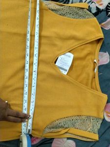 Mustard Lace Sleeve Top