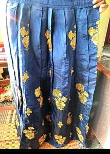 Blue Maxi With Gold Flowers Design