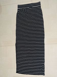 Striped Slit Midi Skirt