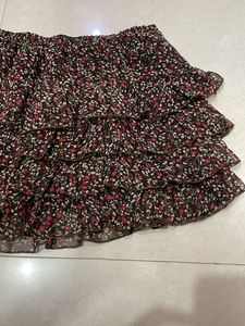 Floral Ruffle Mini Skirt