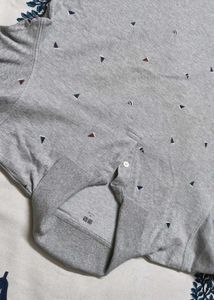 Uniqlo Men Cotton Mix Grey Printed Polo Tshirt