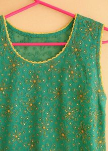 Pure Lucknow Chikankari Handwork Kurta | Sea Green