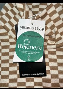 Winter Polo Neck Side Cut Out Checkered Top