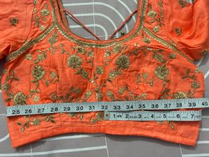 Orange Embroidered Blousewith Lehanga