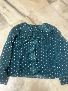 Polka Dot Ruffle Top