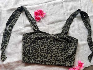 Leopard Print Tie Strap Top