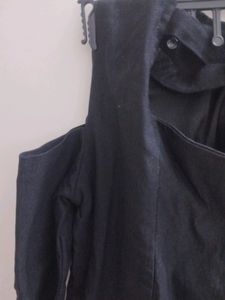 Cute Black Cold Shoulder Dress - Size S