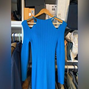New Zara Cut Out Knit Electric Blue Midi