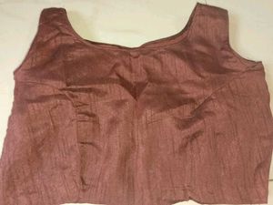 Brown Sleeveless Embellished Blouse And Saree
