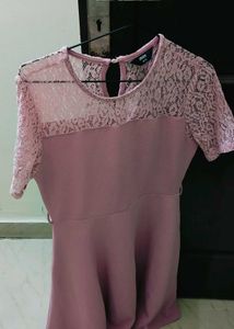 Pink Lace Detail Dress