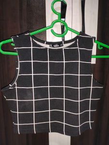 Shein Grid Crop Top Along With Pencil Skirt