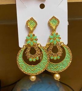 Mint & Gold Tone Statement Earrings