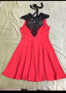 Red Dress with Lace Detail