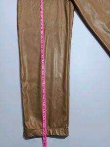 Stylish Tan Faux Leather Pants Size 30