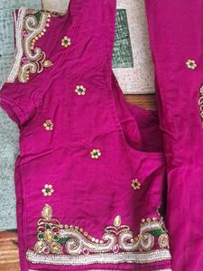 RANI pink full HANDWORK saree With Heavy blouse