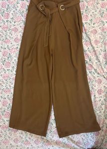 Wide Leg Tie Belt Trouser Pants