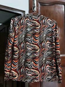 Abstract Print Long Sleeve Top