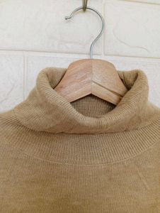 Beige Turtleneck Knit Sweater