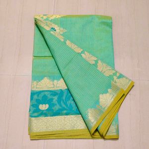 Elegant sea  Green Cotton Saree