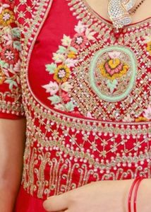 Red Embroidered Anarkali Dress