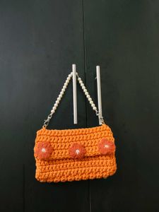 Crochet Clutch with Floral Detail