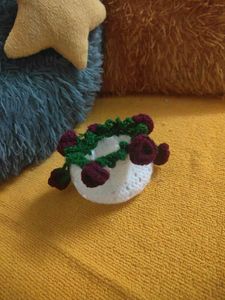 Viral Crochet Rose potli Pouch/earpodes pouch