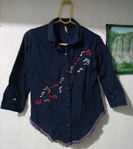 Shirt Top Navy Blue