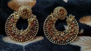 Stunning Gold-Toned Chandbali Earrings