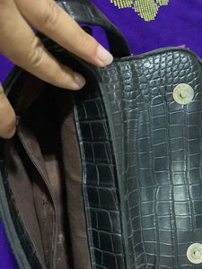 Black Croc Shoulder Bag