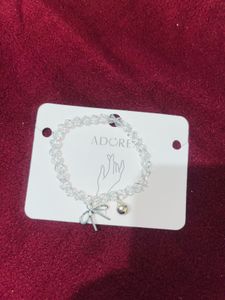 Crystal Bead Bracelet with Bow Charm