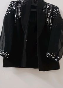 Sequin Embellished Black Blazer