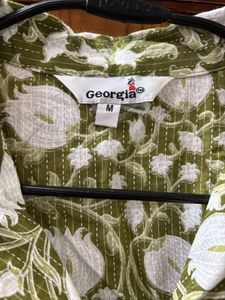 Green &amp; White Floral Print Shirt