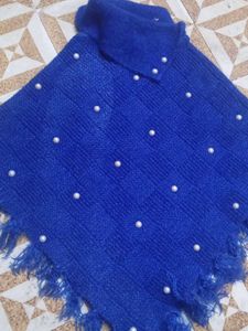 Blue Scarf with Pearls