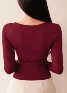 Korean full sleeve top cross neck