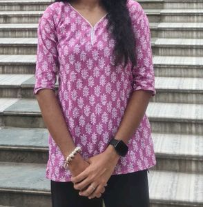 Pink Printed Kurta