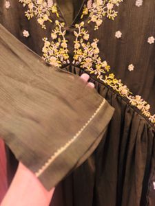 Olive Embroidered Dress