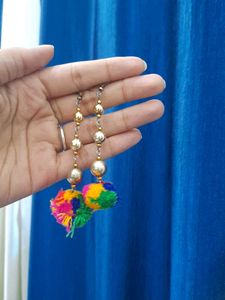 "Vibrant Pom-Pom Dangle Earrings
