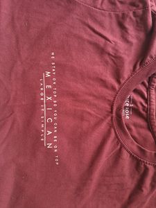 Burgundy- Brown Round Neck Female T- Shirt