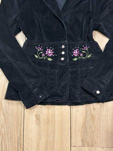 Black Embroidered Velvet Blazer