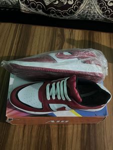 Burgundy & White Sneakers