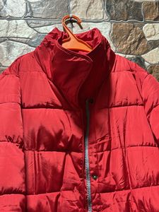 Red Long Jacket With Detachable Cap
